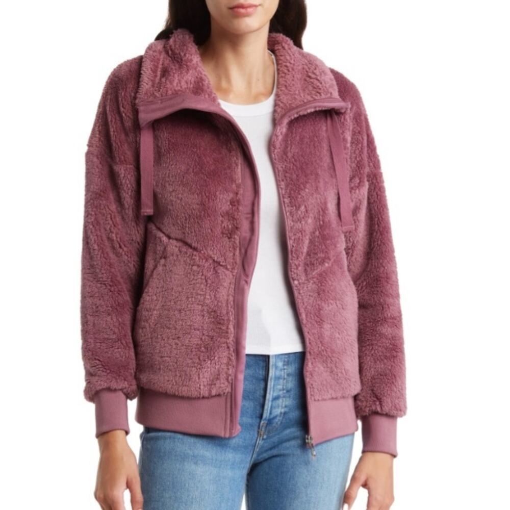 Spyder Womens L Bailey Faux Shearling Jacket in Tulipwood Purple NEW